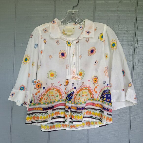 Anthropologie Maeve Eliot Popover Colorful Blouse Top. Size XS - Picture 3 of 7
